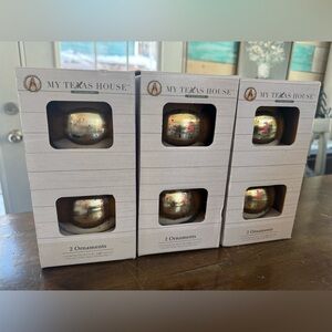 My Texas House Mercury Glass Ornaments Set of 6 NEW!